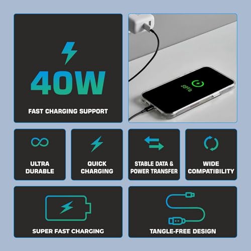 Image of AIBEX USB-A to Type-C Fast Charging Cable for Smartphones, Tablets, Laptops, Powerbanks and Other Type-C Devices, 3.4A Max Output, 40W High-Speed Data Sync, 1 Meter (GS24, White)