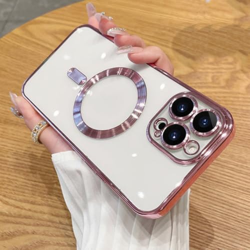 Coque en silicone souple rose pour charge magnétique en voyage