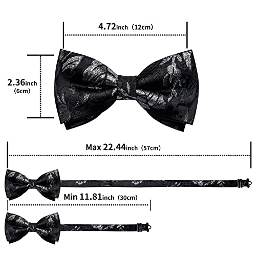 Image of DiBanGu Pre-Tied Bow Ties for Men Silk Adjustable Tuxedo Bowties Pocket Square Cufflinks Set with Lapel Pin Jacquard Woven