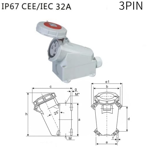 Enchufe industrial 32A 230V con aislamiento IP67 premium CLN0231 4