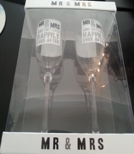 Flûtes de champagne Mr and Mrs lot de 2 verres de mariage élégants
