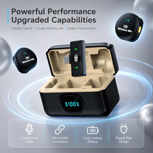 Image of Futopia Wireless Rechargeable Microphone with Charging Case 300mAh, Noise Cancellation Mic, Clip-On Collar, 3Hr Playtime, 20m Range Perfect for YouTube, Podcast, Vlogging, Streaming & Video Recording