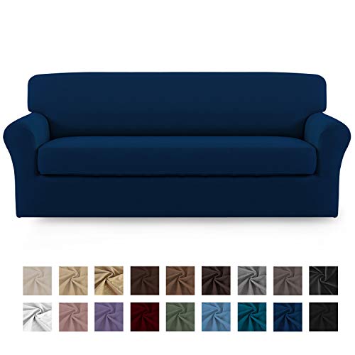 Easy-Going 2 Pieces Microfiber Stretch Sofa Slipcover – Spandex Soft Fitted Sofa Couch
