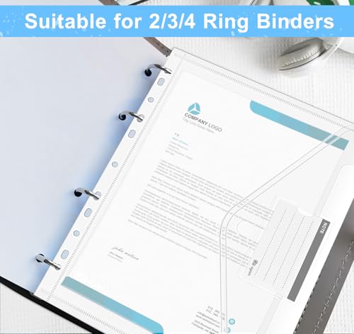 Agoer 48 Stück A4 Dokumentenmappe zum Abheften [Breite Größe] Dokumententasche Mappen Ordnersystem Wasserdicht mit 11 Löchern,Druckknopf und Etikettentaschen,Sammelmappen Sichttasche für Dokumente