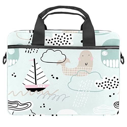 Maletín para portátil de 14 pulgadas con diseño de ballena y nubes bolso bandolera multicolor