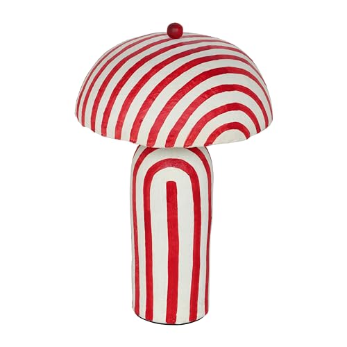 Image of Tov Furniture Maiori Red Striped Papier Mache Table Lamp