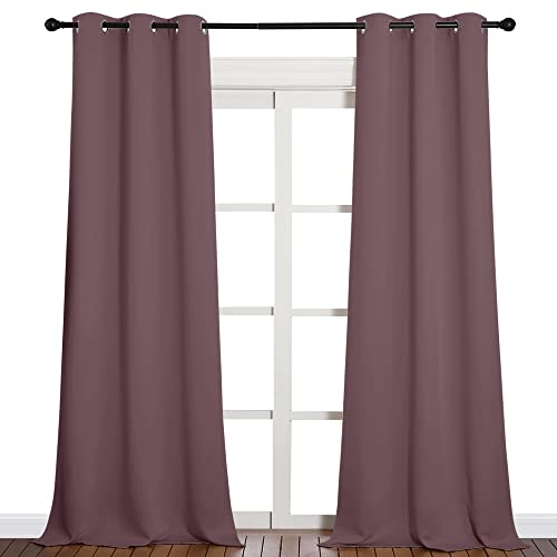 Image of NICETOWN Patio Glass Door Blackout Curtains for Bedroom /Living Room, Dry Rose, 42 inches Wide x 95 inches Long, 1 Pair, Privacy Panel Drapes for Dining Room and Guest Room