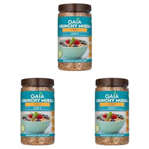 Image of GAIA Diet Millet Muesli | Gluten Free | Millet Cereal | No added Sugar | High Fibre | Zero Trans Fat | Mineral Rich, Healthy Breakfast 1KG jar (Pack of 3)