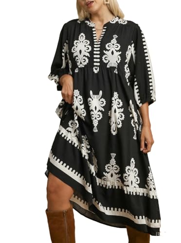 Umgee USA Desert Bloom Embroidered Midi Dress