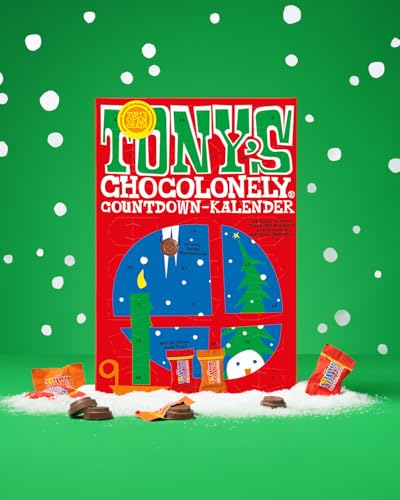Tony’s Chocolonely - Schokolade Weihnachten Adventskalender - 24 Tage - 2 Sorten Tiny Tony’s - Viel Vorfreude - Weihnachtsgeschenke - Vegetarisch - Belgian Fairtrade Chocolate