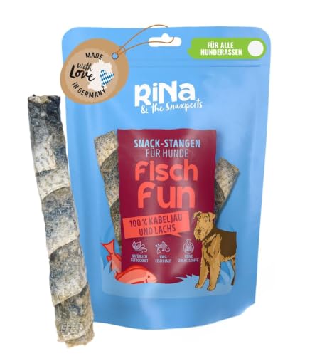RiNa Kaustange für Hunde 100% Kabeljau- und Lachshaut, Fischsnack 80 g
