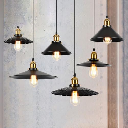 Lámparas de techo vintage E27 con candelabros de pasillo en aluminio negro mate 5