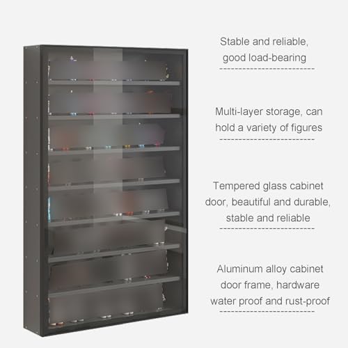 Glasvitrine zur Wandmontage, 4/5/6/7-stöckig, Aufbewahrungsnizer für Wohnzimmer und Schlafzimmer, stilvolle Sammlervitrine, perfekt für Heimdekoration