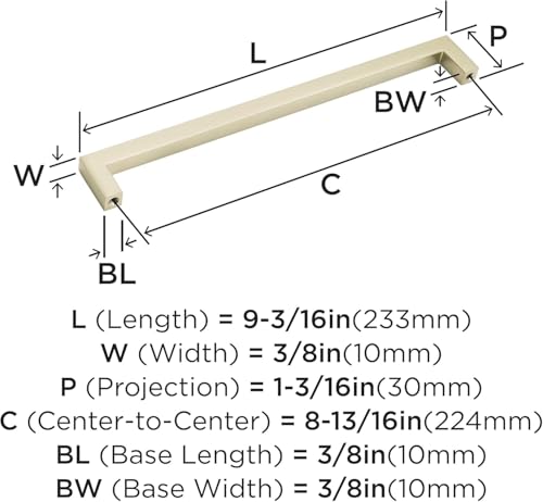 Image of Amerock | Cabinet Pull | Golden Champagne | 8-13 /16 inch (224 mm) Center to Center | Monument | 1 Pack | Drawer Pull | Drawer Handle | Cabinet Hardware