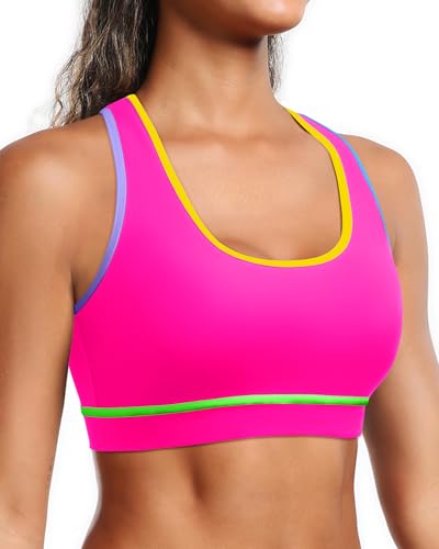 Image of Holipick Women's Sports Bra Bikini Tops Racerback Swim Top Scoop Neck Bathing Suits Top Modest Padded Crop Tops Swimsuit Only
