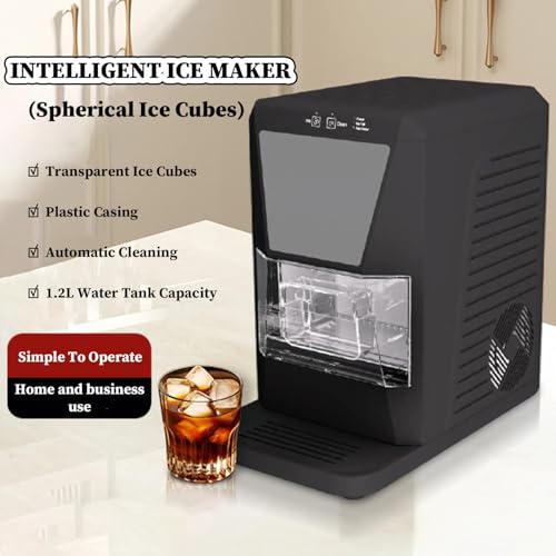 Máquina fabricadora de bolas de hielo - Limpieza automática, produce 16 bolas de hielo cristalinas en 12 minutos, temporizador de 24 horas para cócteles y whisky, negro miniatura 2
