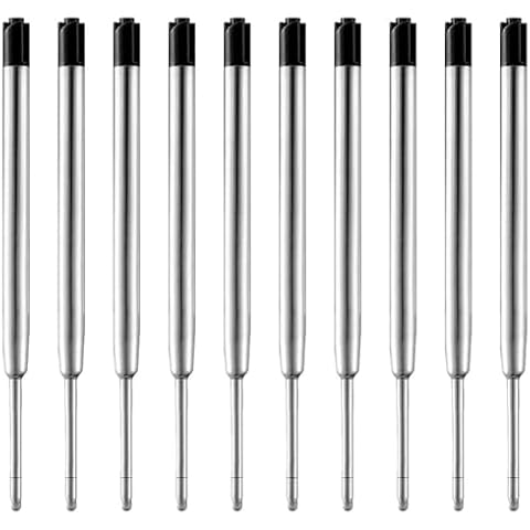 MengRan 3.9'' Ballpoint Ink Pen Refills for Click Pens,1mm Medium Tip,Compatible with Parker Pen Refill,Pack of 10 (Black Ink) Cover
