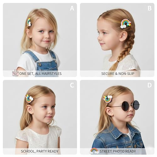 Set de 4 pinzas de silicón para niña multicolor miniatura 7