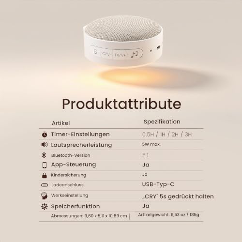 Rauschen White Noise Machine Baby CrySense mit 35 Nicht Wiederholenden – Ansicht 7