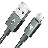  RAMPOW Cable iPhone Cable Lightning Cargador iPhone [Apple MFi Certificado con C89] Nylón Duradero - 1M, Verde Noche