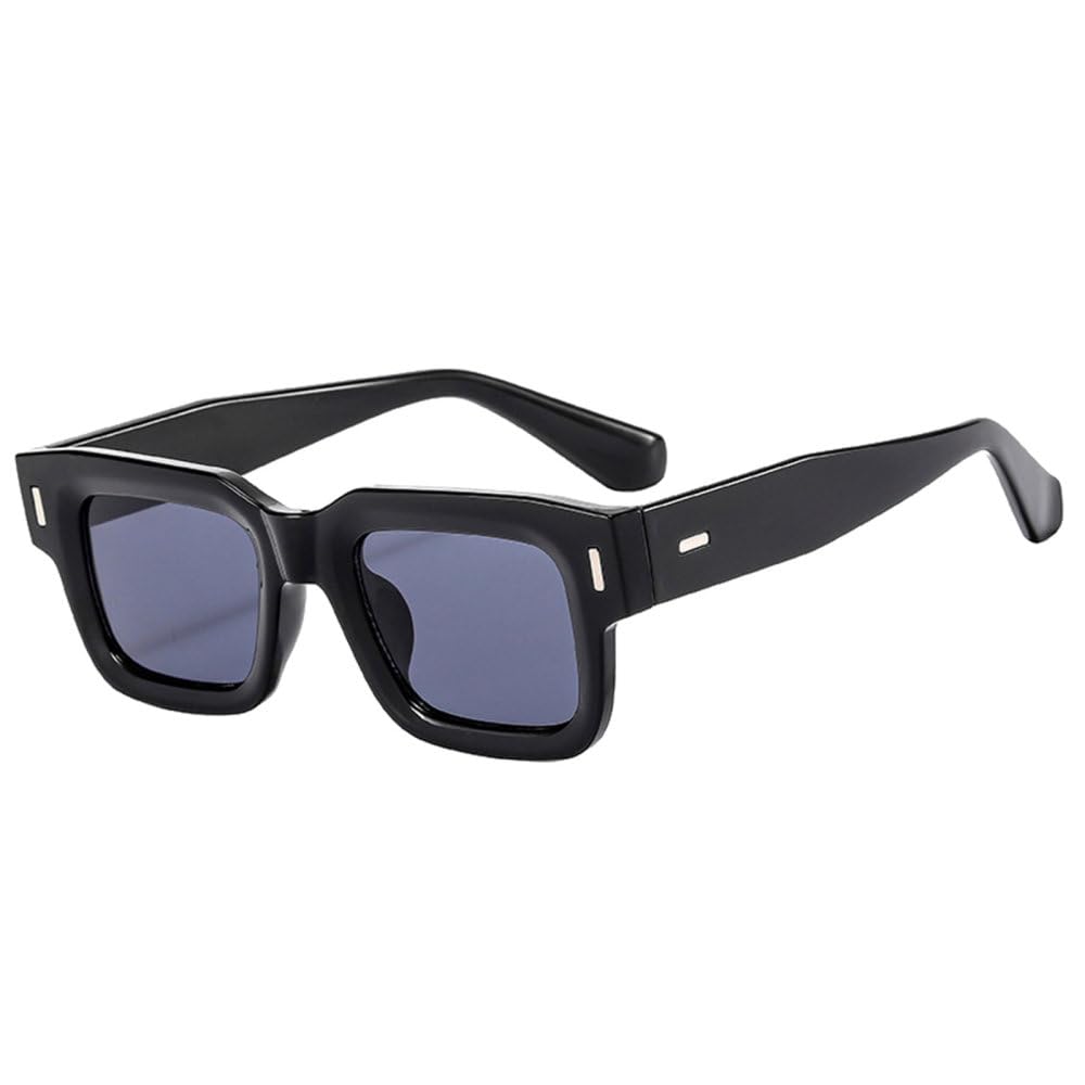 LJTJTAV Popular Fashion Square Sunglasses Women Retro Clear Ocean Lens Eyewear Men Shades UV400 Rivets Sun Glasses