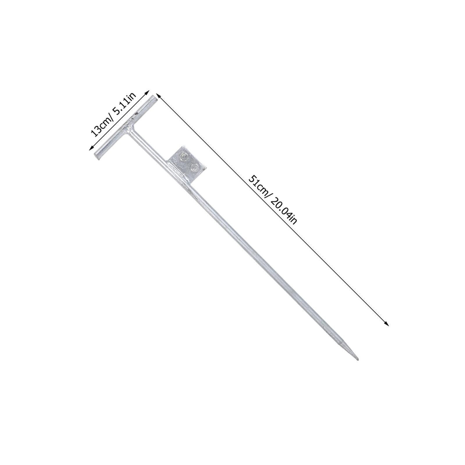 Gadpiparty Picchetto di Messa a Terra Zincato a T 12X500Mm Set 2 Pezzi Perno Portatile in Ferro Doppio Foro per Recinzioni Elettriche Protezione Sovratensioni Uso Esterno Domestico e