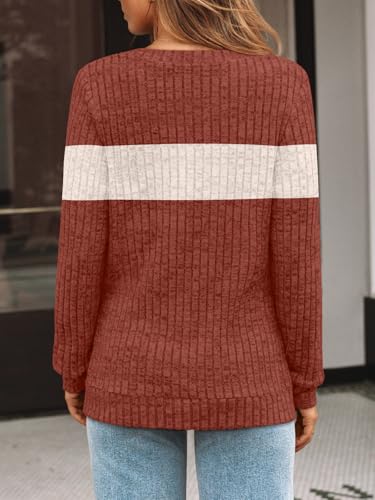 Image of AUTOMET Womens V Neck Long Sleeve Shirts Fall Tops 2026 Lightweight Sweater