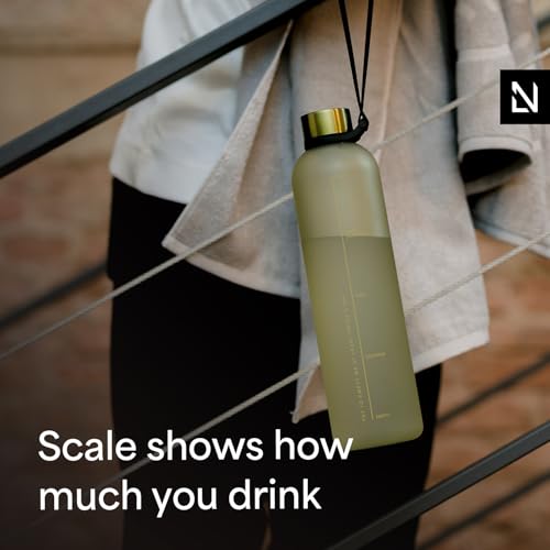 Image of LARS NYSOM Water Bottle 34oz | Drinking Bottle 1 Liter | Ultralight Tritan Sports Flask leak-proof | Ideal for sports, office, yoga | 2 lids included (Ash Gray, 33.9oz)