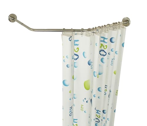 Sikaiqi Stretchable 304 Stainless Diamond Shaped Bathroom Bathtub Corner Shower Curtain Rod Rack (Diamond Shaped-Silver)