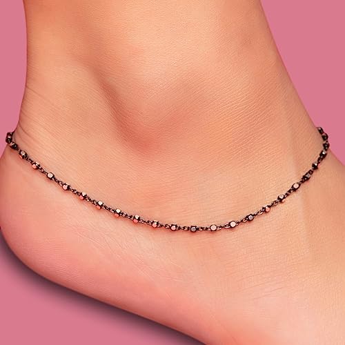 Image of ZAVYA 925 Sterling Silver Anklet | Rhodium Plated Precious Cubic Zirconia Women Chain Anklet | Gifts For Women & Girls | With Certificate of Authenticity and 925 Hallmark
