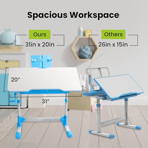 Gorilla-Gadgets-Kids-Table-and-Chair-Set-Height-Adjustable-Childrens-Study-Desk-for-Baby-Bedroom-Game-Rooms-Night-Light-Included-DSK-Kids-BLU Gorilla Gadgets Kids Table and Chair Set Height Adjustable Childrens Study Desk for Baby Bedroom Game Rooms Night Light Included DSK Kids BLU