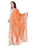 Indian handicraft Art Silk Women's Party Wear Bandhani Orange Colour Dupatta Length 2.35 Meter