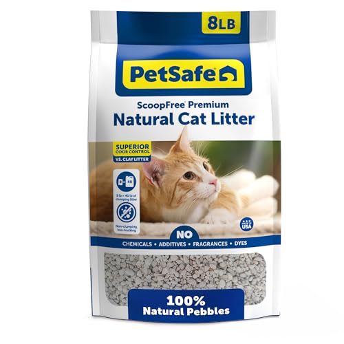 PetSafe ScoopFree Premium Natural Cat Litter, 100% Natural Non-Clumping Cat Litter, 30+ Day Odor Control, No Chemicals, Additives, Dyes or Fragrances, Use with Any Litter Box (8 lb Bag)