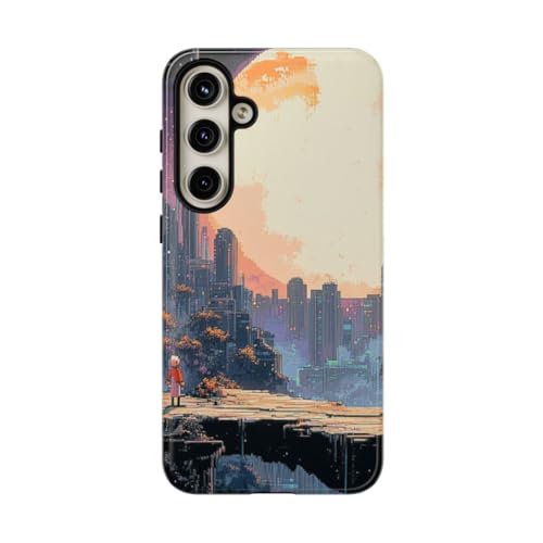 Coque Pixel Art Samsung S24 Plus paysage urbain lune pour le quotidien
