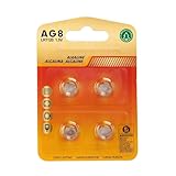 Knopfzelle 1,5 V AG8 LR55, 4 Stück, ideal für elektronische Geräte wie Uhren und Spielzeug.