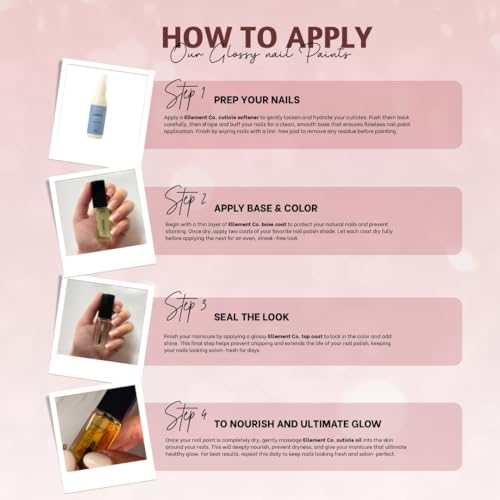 Image of Ellement Co Dusk Nail Paint for Women 10 ML | Soft Nude Pink Nail Colour | High Gloss Long Lasting Polish | Quick Dry Smooth Application | Chip Resistant Formula with Salon Like Finish | Vegan, Non-Toxic for Office & Party