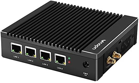 VNOPN Micro Firewall Appliance 4 Intel 2.5GbE NIC Ports Fanless Mini PC, Network Gateway Soft Router Mini Computer Intel N3700 Quad Core, Support AES-NI, 8GB DDR3, 128GB mSATA SSD