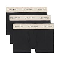 Calvin Klein Men's Heritage Cotton Stretch 3 Pack Trunk, Black/Black/Black, Large