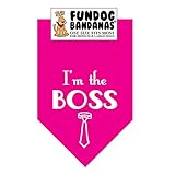 I'm The Boss Dog Bandana (One Size Fits Most for Medium to Large Dogs, Hot Pink)