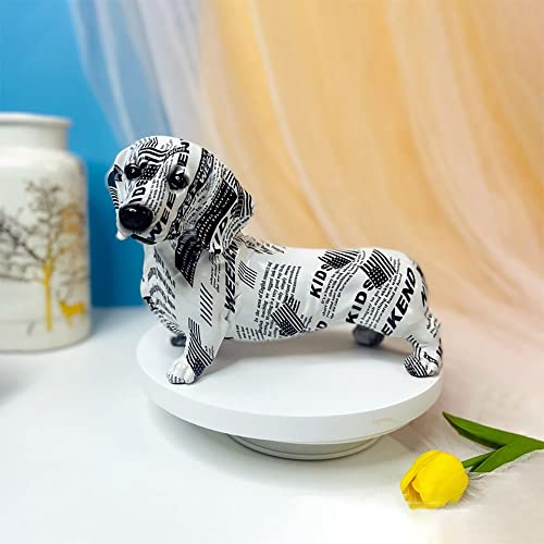 Estatua decorativa de perro Dachshund estilo arte geométrico miniatura 3