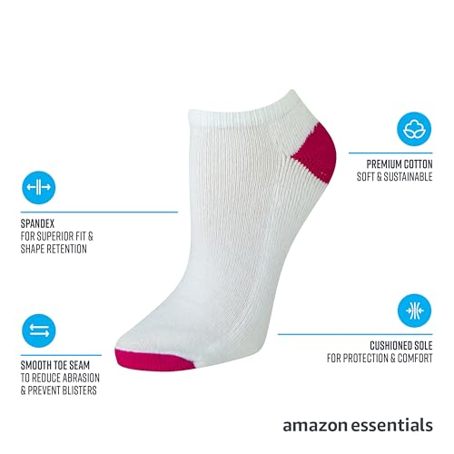 Amazon Essentials Women's Performance Comfortable Cotton Cushioned Breathable Athletic No-Show Sports Socks, 6 Pairs2