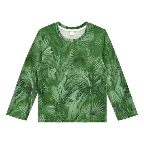 Tropical Palm Banana Leaves Boy's Rash Guard Swim Shirt Long Sleeve Sun Shirt for Swimming Pool Beach UPF50+ 4T