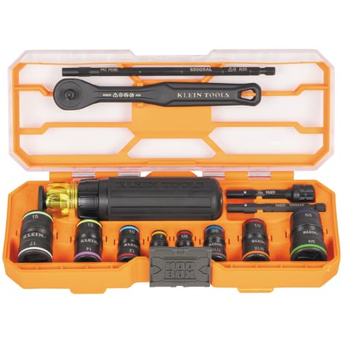 Klein 65242 Impact flip socket and ratcheting screwdriver set, 1/4 in. drive, KNECT