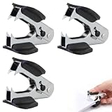 Set di 3 Levapunti Metallici con Blocco di Sicurezza, Estrattore Professionale di Punti Metallici per Ufficio, Casa e Scuola, Togli Punti Ergonomico, Nero