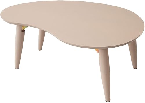 EMOOR Mesa de centro plegable de madera en forma de pera (31.5 x 20.5 pulgadas), color blanco, mesa baja para sentarse en el suelo, espacio pequeño,