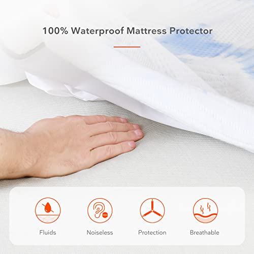 Sweetnight 4 Inch Queen Size Mattress Topper With Waterproof Mattress Protector, Memory Foam Topper Infused Gel & Bamboo Charcoal, Cooling & Supportive, Plus 4 Bed Sheet Holder Straps, Medium Firm #TOP3