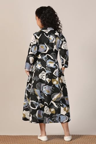 Image of Fashion Dream Girls Calf Length Abstract Printed Dress|Western Midi Dresses|Long Frock for Kids