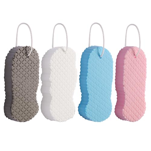 4 PCS Magic Exfoliating Bath Sponge 3D Super Soft Exfoliating Body Scrubber Skin Friendly & Reusable Remover Dead Skin for All Skin Types for Men Women