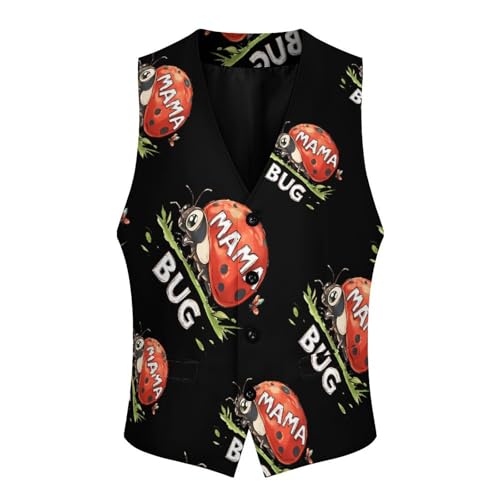 Ladybug Mom Mama Bug Mens Slim Fit Suit Vest Dress Waistcoat Casual Business Vest4
