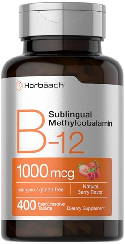 Horbaach Vitamin B12 1000 mcg Sublingual | 400 Fast Dissolve Tablets | Methylcobalamin Supplement